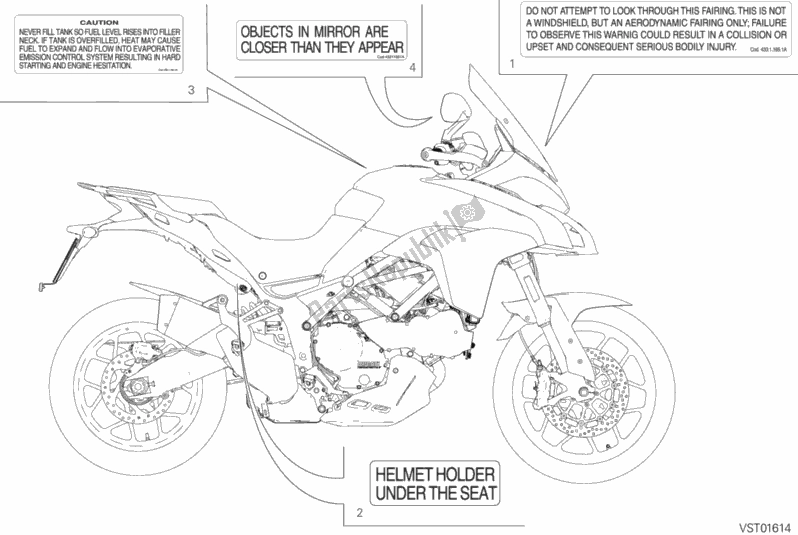 Todas as partes de 037 - Rótulo, Aviso do Ducati Multistrada 950 USA 2017